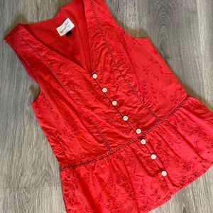 Red, sleeveless top. Target size small